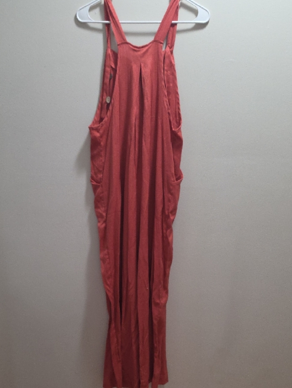 Rust-Red Lightweight Linen Overalls - Picture 4 of 4